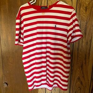 Polo by Ralph Lauren Men's Red and White Striped Tee